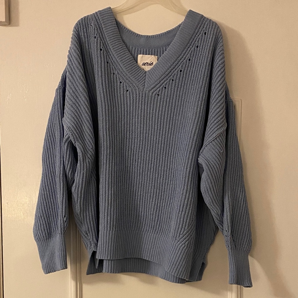 Aerie Light Blue V-Neck Sweater